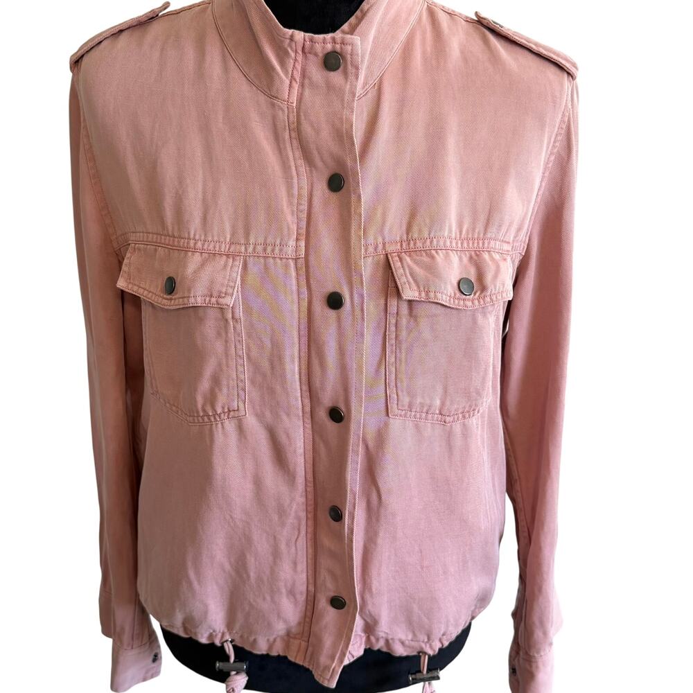 Rails Collins Boho Coastal Cargo Safari Women Sm Jacket Dusty Rose Linen Blend